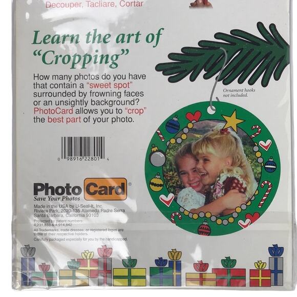 NOS Vintage PhotoCard Set 4 Photo Tree Ornaments White String Lights Print Star - Picture 6 of 7